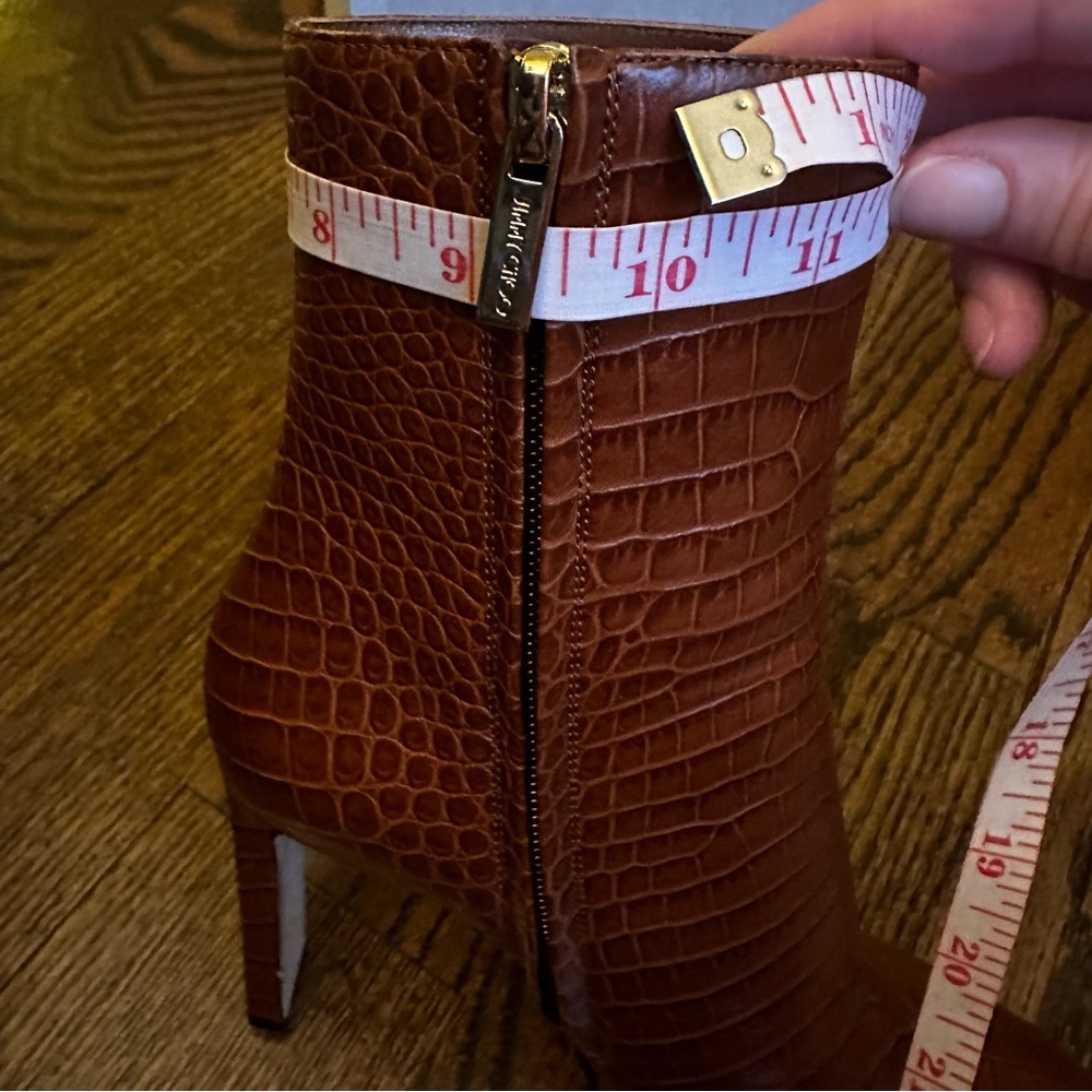 ❌SOLD❌ Jimmy Choo Brown Tan Croc Embossed Heeled Boots size 36.5 - Picture 13 of 15